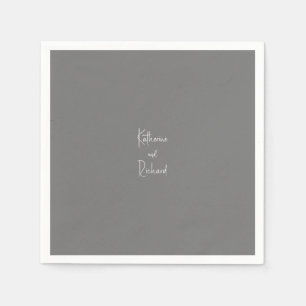 Serviette En Papier Cocktail de mariage personnalisé gris simple servi