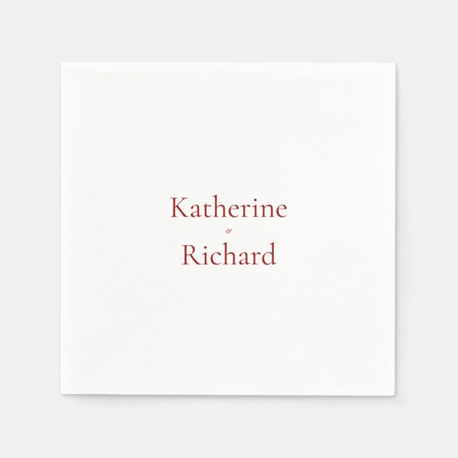 Serviette En Papier Cocktail de mariage rouge et blanc (Devant)