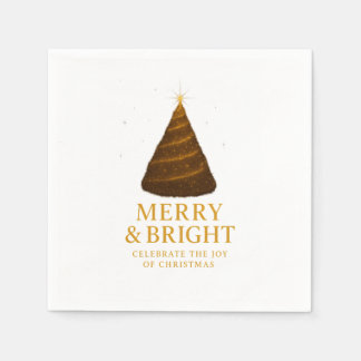 Serviette En Papier Cocktail de Noël Merry & Bright au Glitter Doré 