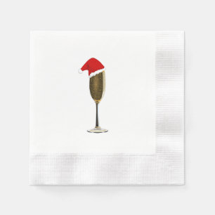 Serviette En Papier Cocktail de Noël Napkins Champagne Santa Hat