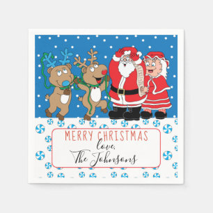 Serviette En Papier Cocktail de Noël personnalisé Napkin Santa Claus