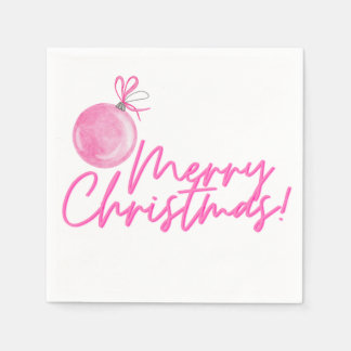 Serviette En Papier Cocktail de Noël rose joyeux