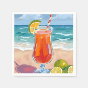 Serviette En Papier Cocktail de plage Peinture aquarelle Vagues océa