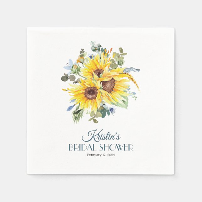 Serviette En Papier Cocktail de tournesol d'été de taille Napkin (Devant)