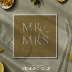 Serviette En Papier Cocktail d'or typographique minimal MR&MRS