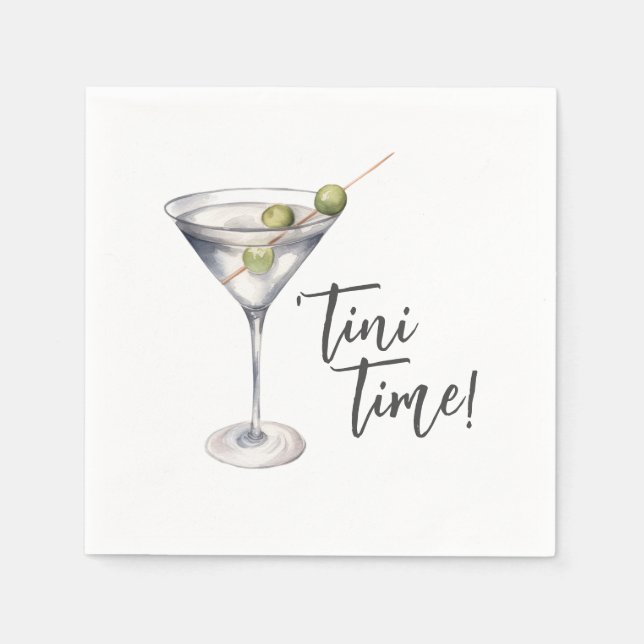 Serviette En Papier Cocktail Drôle 'Tini Time Martini (Devant)