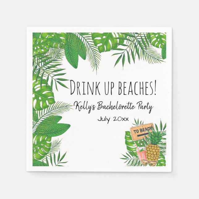 Serviette En Papier Cocktail du week-end de plage Tropical (Devant)