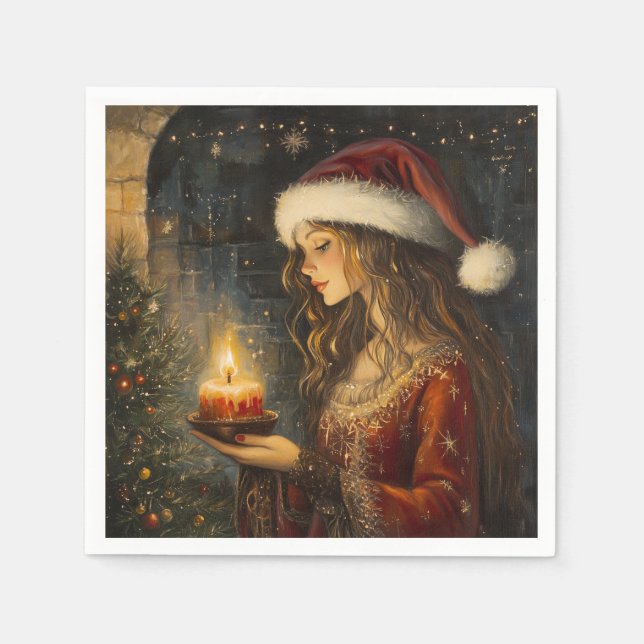 Serviette En Papier Cocktail Elegance de Noël victorien serviettes (Devant)