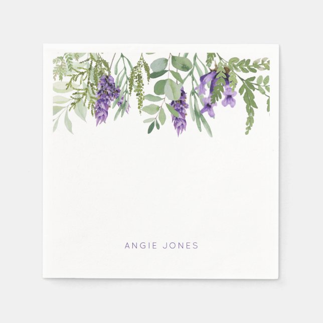 Serviette En Papier Cocktail Élégant Lavender Foliage (Devant)
