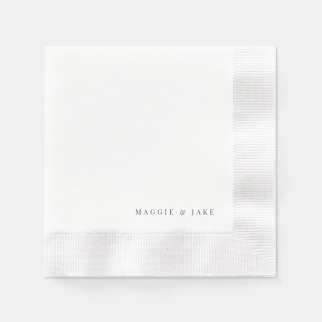 Serviette En Papier Cocktail en boîte marine et Mariage blanc (Devant)