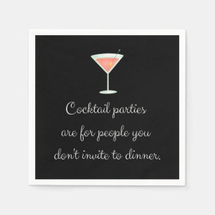 Serviette En Papier Cocktail fête drôle napkin martini noir