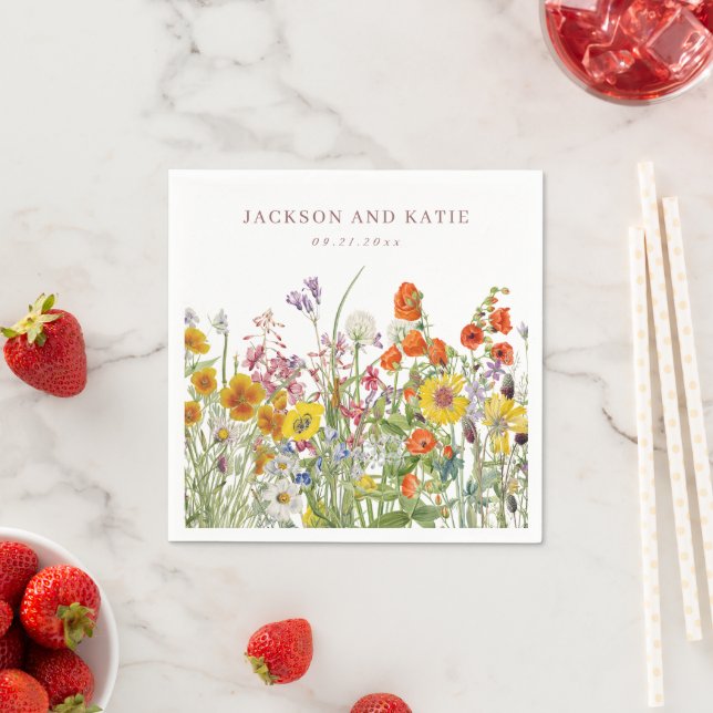 Serviette En Papier Cocktail Fleur sauvage personnalisé serviettes (En situation)