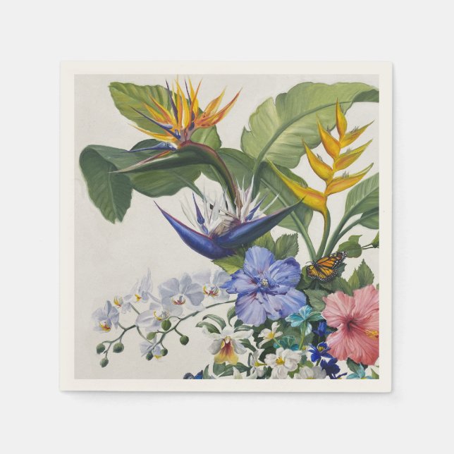 Serviette En Papier Cocktail floral tropical Napkin (Devant)