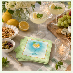 Serviette En Papier Cocktail Gin Tonique – Aquarelle au Citron et à la