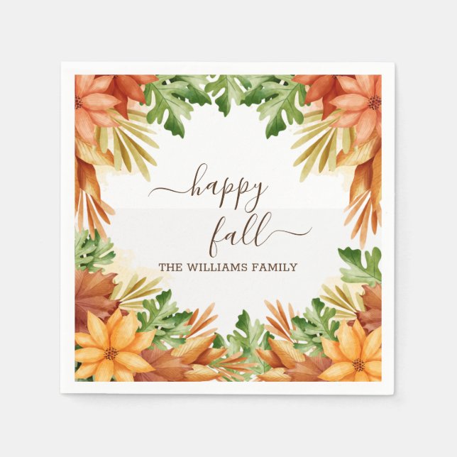 Serviette En Papier Cocktail Happy Fall Foliage (Devant)