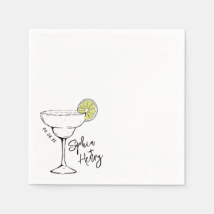 Serviette En Papier Cocktail Margarita tiré à la main