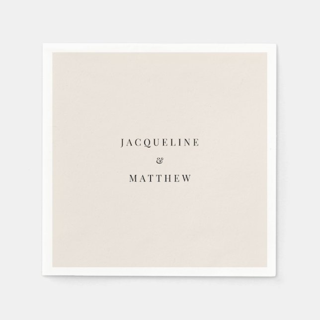 Serviette En Papier Cocktail Mariage à la crème simple (Devant)