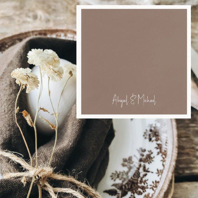 Serviette En Papier Cocktail Mariage Brown (Créateur téléchargé)