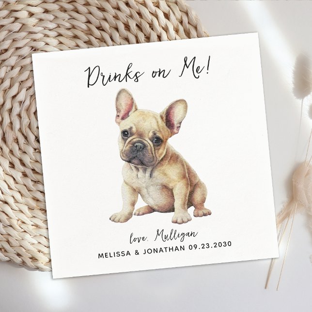 Serviette En Papier Cocktail Mariage de chien (Créateur téléchargé)
