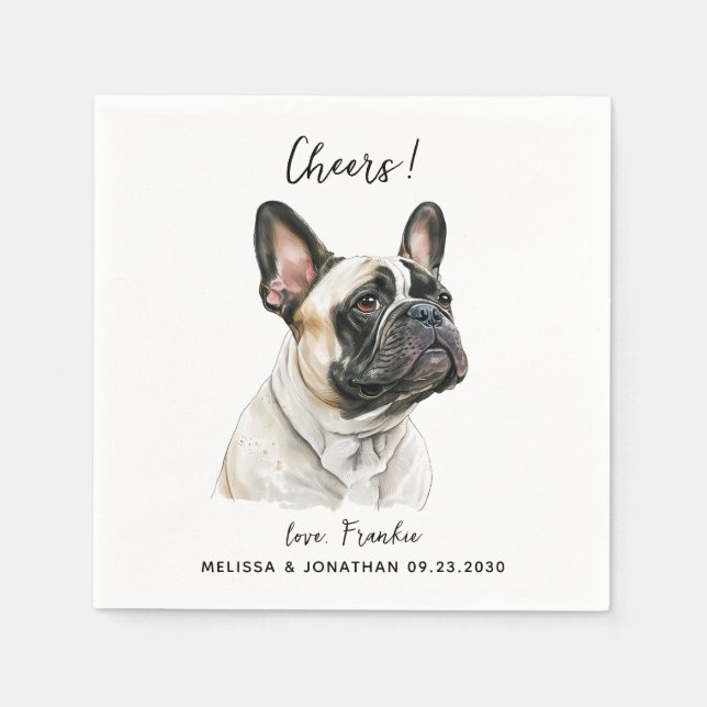 Serviette En Papier Cocktail Mariage de chien (Devant)