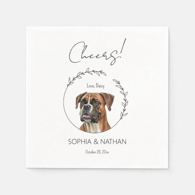Serviette En Papier Cocktail Mariage de chien de boîte simple (Devant)