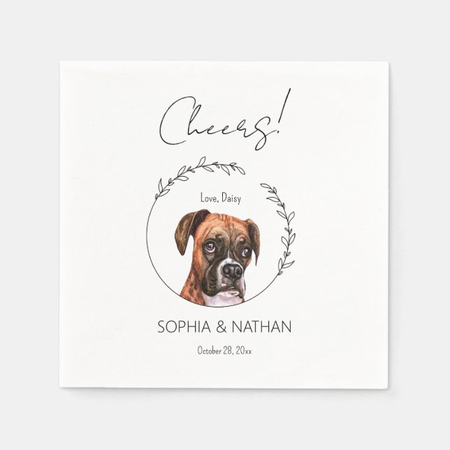 Serviette En Papier Cocktail Mariage de chien de boîte simple (Devant)