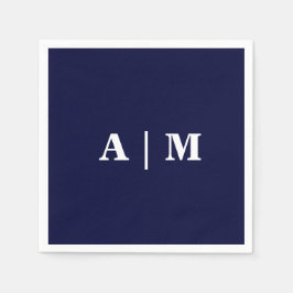 Serviette En Papier Cocktail Mariage de Monogramme de la Marine