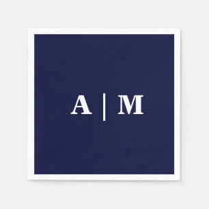 Serviette En Papier Cocktail Mariage de Monogramme de la Marine