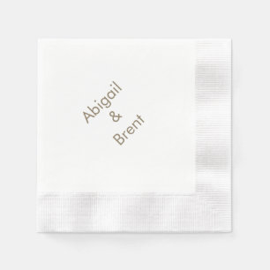 Serviette En Papier Cocktail Mariage Gold et White Modern Coin