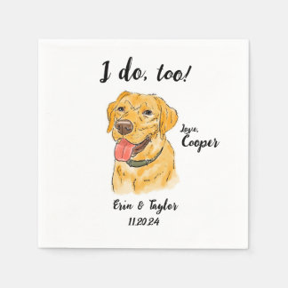 Serviette En Papier Cocktail Mariage Jaune Labrador Napkin