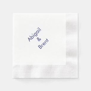 Serviette En Papier Cocktail Mariage Marine et Blanc Moderne