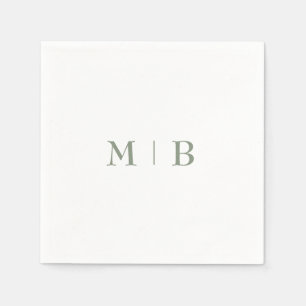 Serviette En Papier Cocktail Mariage Monogramme II élégant et simple