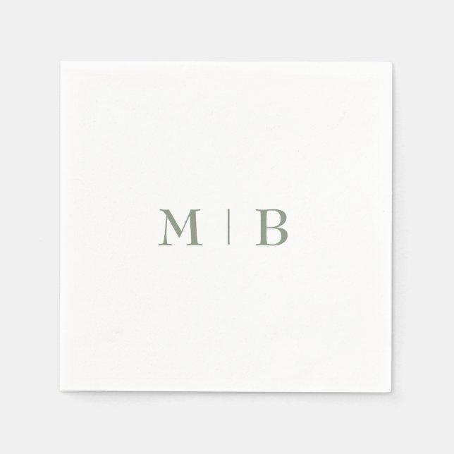 Serviette En Papier Cocktail Mariage Monogramme II élégant et simple (Devant)