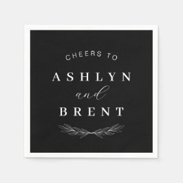 Serviette En Papier Cocktail Mariage noir et blanc serviettes