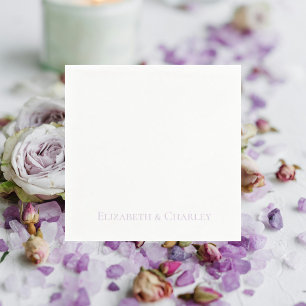 Serviette En Papier Cocktail Mariage personnalisé de lavande simple