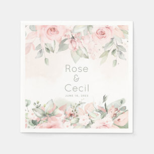 Serviette En Papier Cocktail Mariage Rose rougissant serviettes