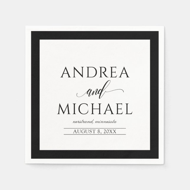 Serviette En Papier Cocktail mariage serviettes | Luxe Calligraphie (N (Devant)