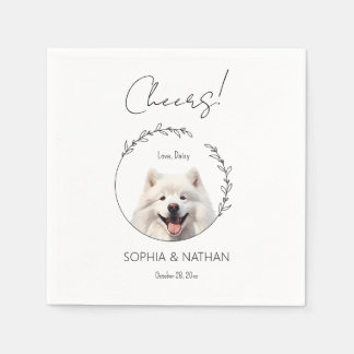 Serviette En Papier Cocktail Mariage simple Samoyed Dog