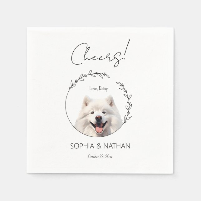 Serviette En Papier Cocktail Mariage simple Samoyed Dog (Devant)