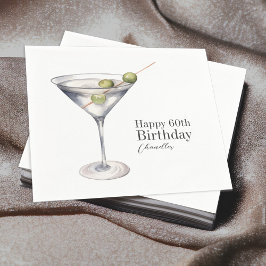 Serviette En Papier Cocktail Martini 60e fête d'anniversaire