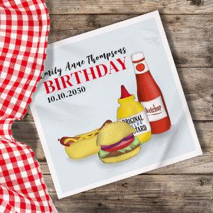 Serviette En Papier Cocktail mignon été Anniversaire Hamburger et Hotd