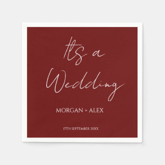 Serviette En Papier Cocktail minimaliste Mariage Maroon