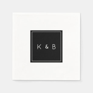 Serviette En Papier Cocktail Monogram B/W moderne