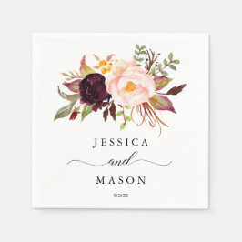Serviette En Papier Cocktail Napkin Mariage de Marsala en Bourgogne