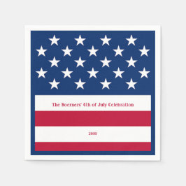 Serviette En Papier Cocktail Patriotique Rouge Blanc & Bleu Vieux Gloi