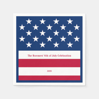 Serviette En Papier Cocktail Patriotique Rouge Blanc & Bleu Vieux Gloi