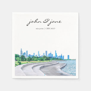 Serviette En Papier Cocktail personnalisé Chicago Skyline Napkin