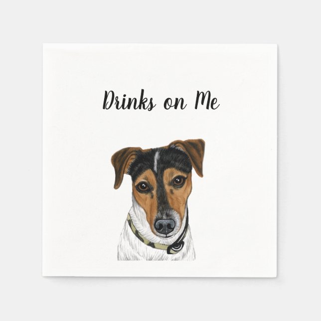 Serviette En Papier Cocktail personnalisé chien Napkin (Devant)