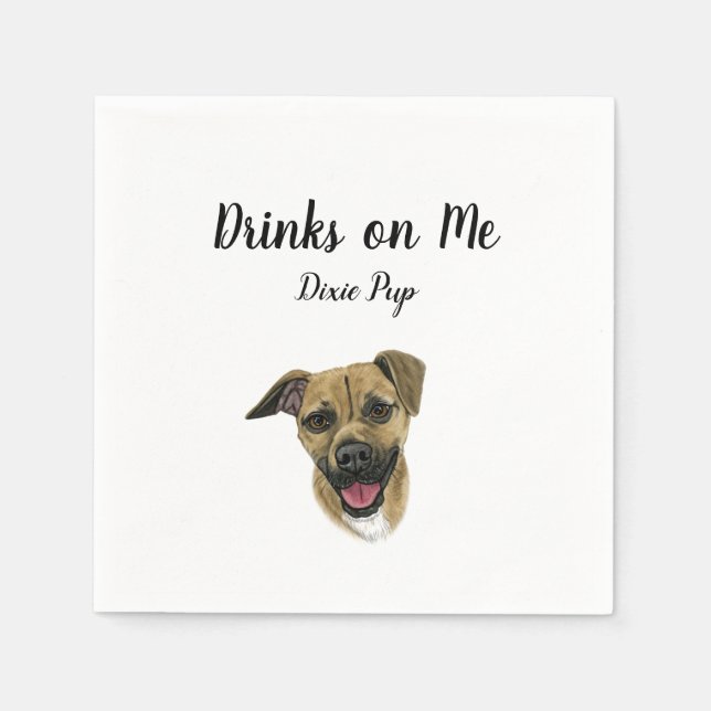 Serviette En Papier Cocktail personnalisé chien Napkin (Devant)