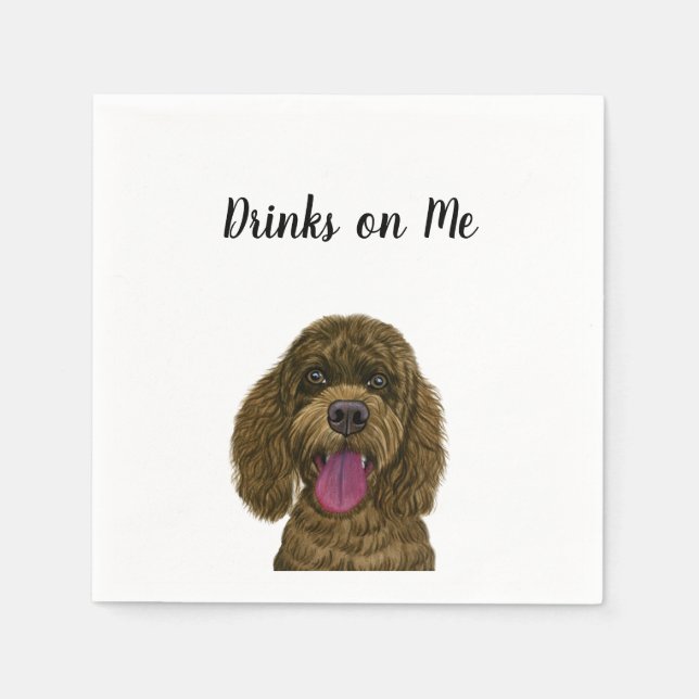 Serviette En Papier Cocktail personnalisé chien Napkin (Devant)